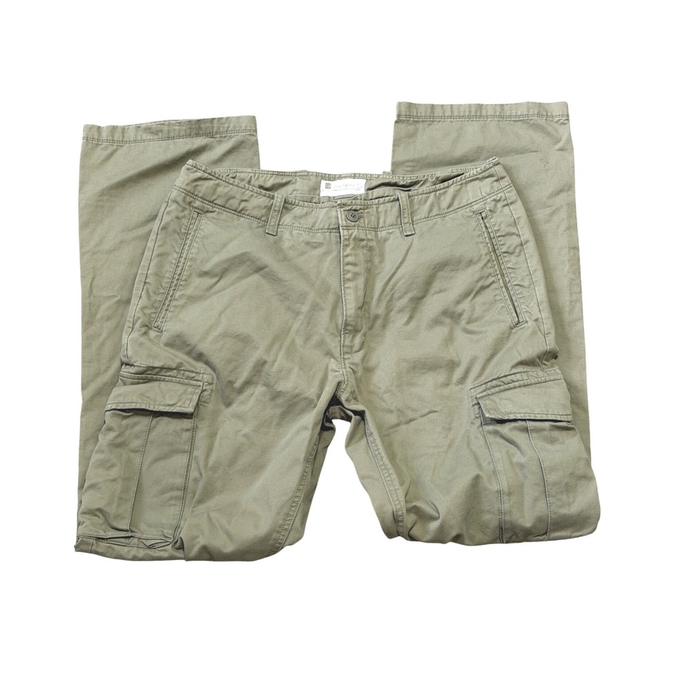 Gap Original Cargo Pants Mens 34x34(fit 34x33) Olive Green Straight Leg Utility